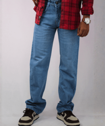 Mid Blue Straight Fit Jeans for Men